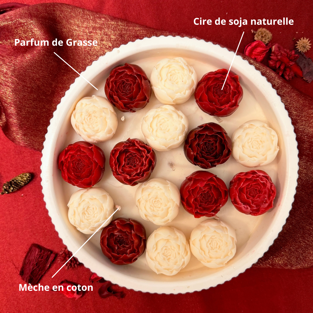 Bougies bouquet de fleurs parfumées Maison Amaïa, créations faites à la main en France cire de soja naturelle